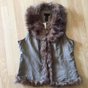 Steve Madden faux suede vest fur trim N/L NWT